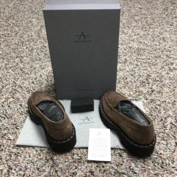 NIB Aquatalia Hayley Platform Loafer Water Resistant Suede - Picture 8 of 16